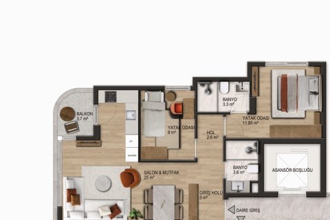 Продажа квартиры в Коньяалты, Анталье, Турция 2+1, 75м2, №225457 – фото 2