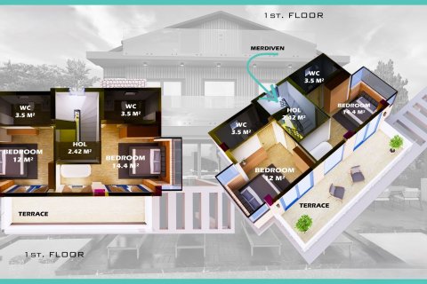 Продажа виллы  в Олюдениза, Мугле, Турция 4+1, 170м2, №213279 – фото 8