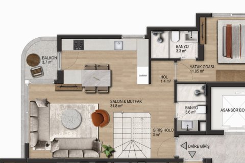 Продажа квартиры в Коньяалты, Анталье, Турция 2+1, 75м2, №225457 – фото 4