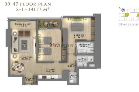 1+1 Lejlighed  i Sisli, Istanbul, Tyrkiet Nr. 213177 - 17