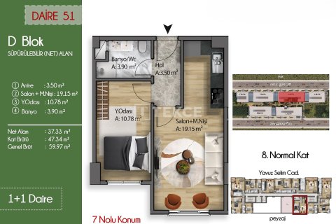 Apartment for sale  in Istanbul, Turkey, 1 bedroom, 63m2, No. 224511 – photo 21