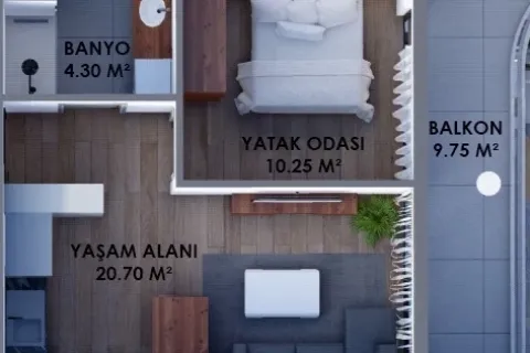 Daire  1+1  Aksu, Antalya, Türkiye №220513 - 6