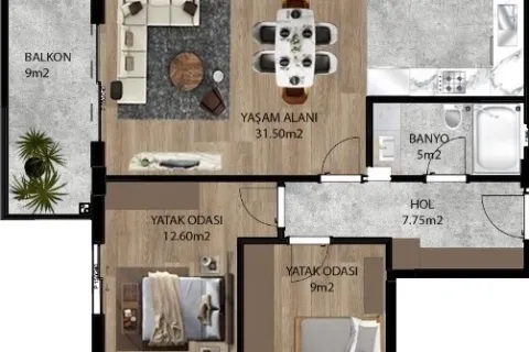 Daire  2+1  Aksu, Antalya, Türkiye №220507 - 9