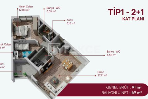 Продажа квартиры  в Аксу, Анталье, Турция 2+1, 90м2, №228713 – фото 30
