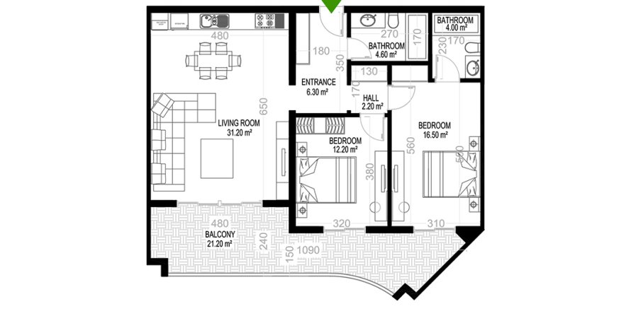 Квартира в Yekta Kingdom Premium 2+1, Махмутлар, Анталья, Турция №212337