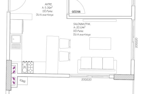 آپارتمان در  Mugla ، ترکیه 93 متر مربع.  شماره 224343 - 4