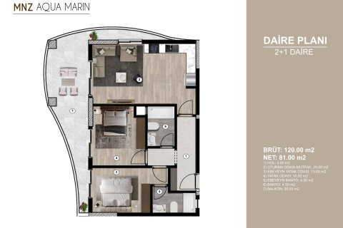 2+1 Wohnung  in Tomuk, Mersin, Türkei Nr. 219321 - 26