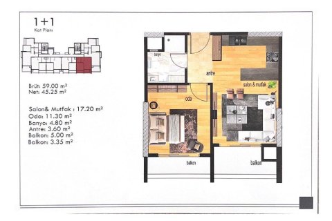 Продажа квартиры  в Мерсине, Турция 2 комн., 60м2, №227917 – фото 12