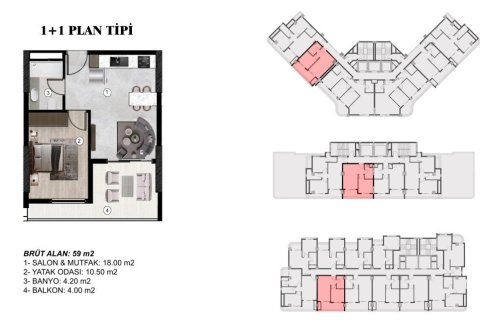 Продажа квартиры в Мезитли, Мерсине, Турция 2 комн., 59м2, №227913 – фото 24