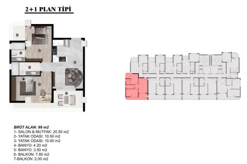 Продажа квартиры в Мезитли, Мерсине, Турция 2 комн., 59м2, №227913 – фото 25