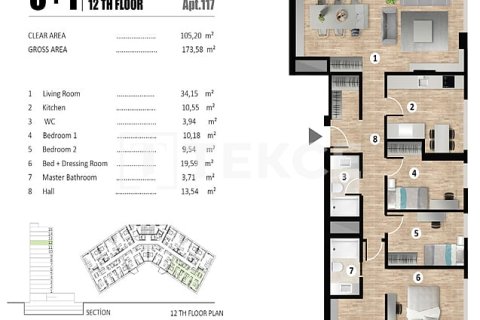 Продажа квартиры  в Стамбуле, Турция 3+1, 173м2, №221311 – фото 19