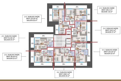 2+1 Takleilighet  i Alanya, Antalya, Tyrkia Nr. 215394 - 14