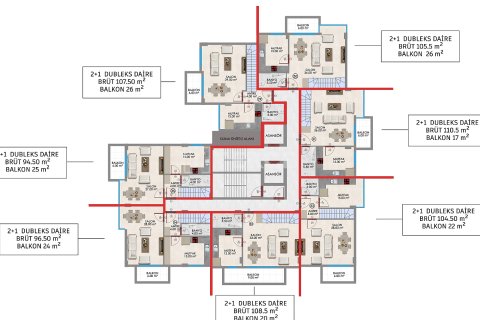 2+1 Takleilighet  i Alanya, Antalya, Tyrkia Nr. 215394 - 13