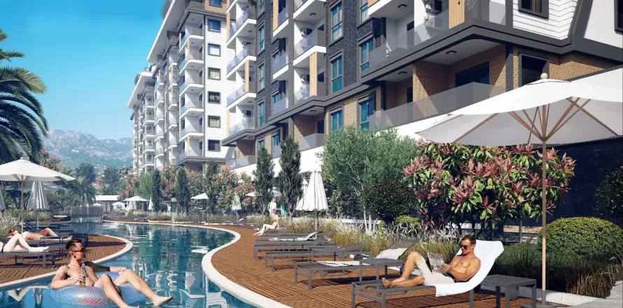 آپارتمان در  Alanya ، ترکیه 1 خوابه ، 69 متر مربع.  شماره 219553