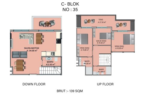 Daire  3+1  Alanya, Antalya, Türkiye №216458 - 2