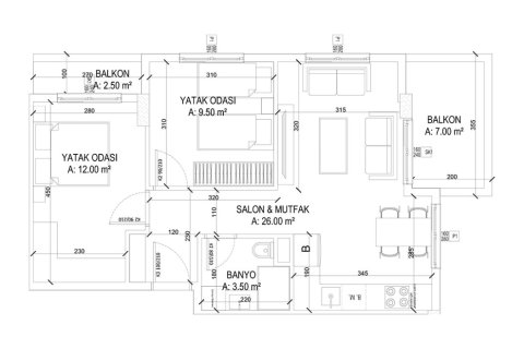 2+1 Lejlighed i Yekta Ada Life Residence, Mahmutlar, Antalya, Tyrkiet Nr. 226346