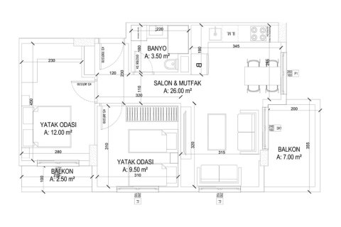 2+1 Lejlighed i Yekta Ada Life Residence, Mahmutlar, Antalya, Tyrkiet Nr. 226347