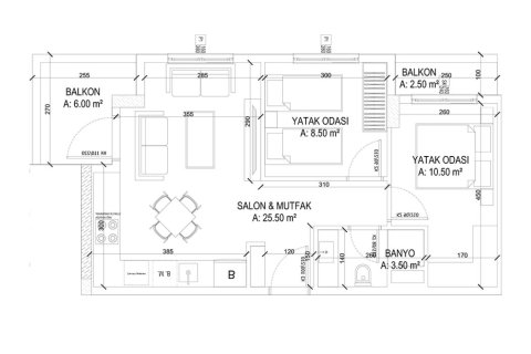 2+1 Lejlighed i Yekta Ada Life Residence, Mahmutlar, Antalya, Tyrkiet Nr. 226340