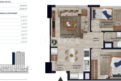 Apartment for sale  in Istanbul, Turkey, 1 bedroom, 100m2, No. 221400 – photo 14