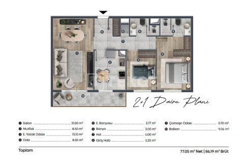 1+3 Leilighet i Pursaklar, Ankara, Tyrkia Nr. 238013 - 10
