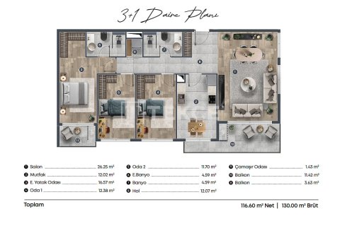 1+3 Leilighet i Pursaklar, Ankara, Tyrkia Nr. 238013 - 11