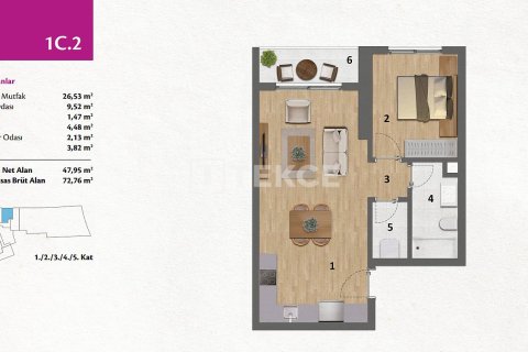 آپارتمان در  Izmir ، ترکیه 2 خوابه ، 132 متر مربع.  شماره 221607 - 21