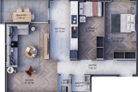 2+1 Lejlighed i Kepez, Canakkale, Tyrkiet Nr. 220622 - 18