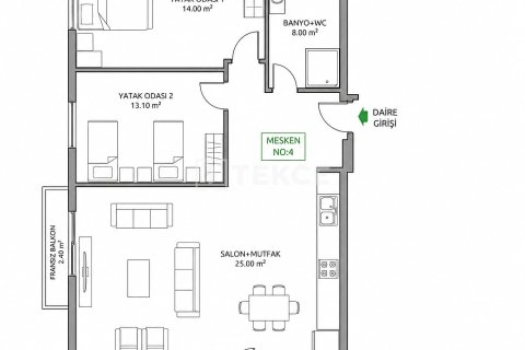 Продажа квартиры  в Белеке, Анталье, Турция 2+1, 85м2, №226064 – фото 10