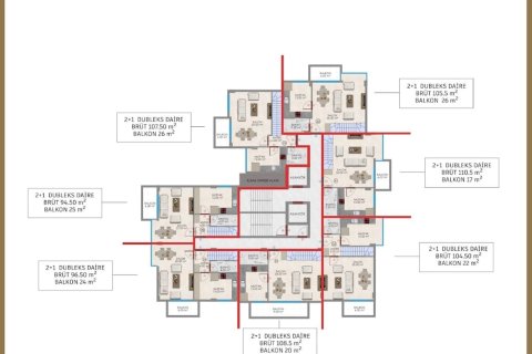 1+1 Lejlighed  i Alanya, Antalya, Tyrkiet Nr. 212342 - 22