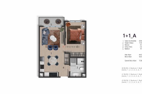 آپارتمان در Beyoglu،  Istanbul ، ترکیه 1 خوابه ، 90 متر مربع.  شماره 215568 - 10