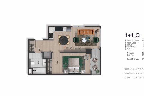 آپارتمان در Beyoglu،  Istanbul ، ترکیه 1 خوابه ، 90 متر مربع.  شماره 215568 - 15