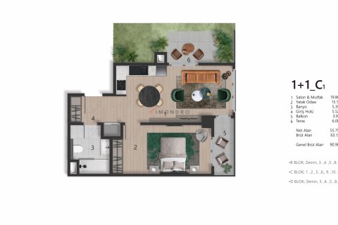 آپارتمان در Beyoglu،  Istanbul ، ترکیه 1 خوابه ، 90 متر مربع.  شماره 215568 - 14