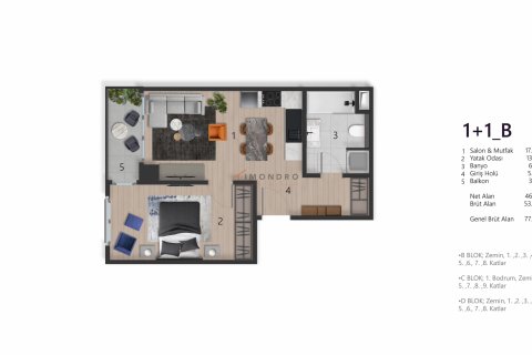 آپارتمان در Beyoglu،  Istanbul ، ترکیه 1 خوابه ، 90 متر مربع.  شماره 215568 - 13