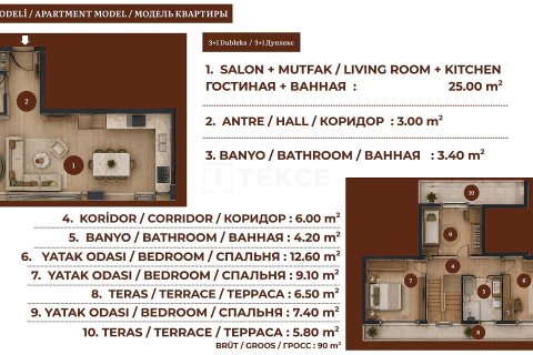 3+1 Lejlighed i Antalya, Tyrkiet Nr. 225384 - 11