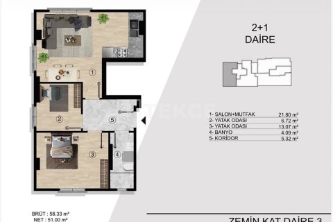 1+1 Lejlighed i Istanbul, Tyrkiet Nr. 225385 - 22
