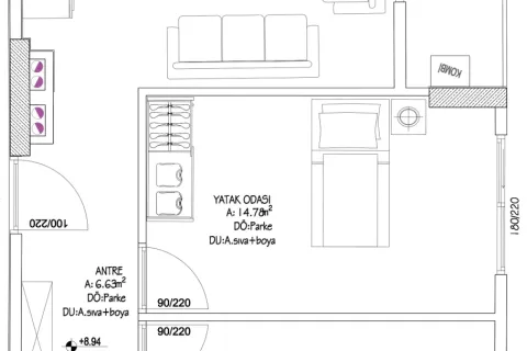 آپارتمان در  Aksu ، ترکیه 2 خوابه ، 74 متر مربع.  شماره 220880 - 18