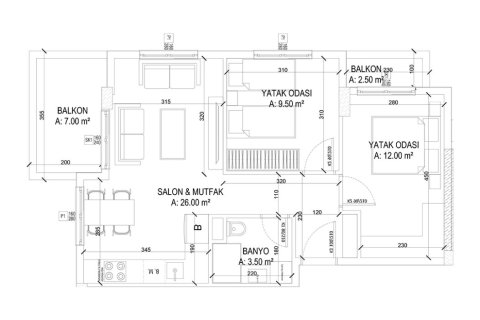 2+1 Lejlighed i Yekta Ada Life Residence, Mahmutlar, Antalya, Tyrkiet Nr. 226350