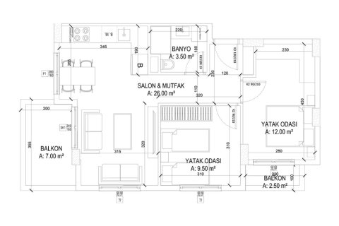 2+1 Lejlighed i Yekta Ada Life Residence, Mahmutlar, Antalya, Tyrkiet Nr. 226349