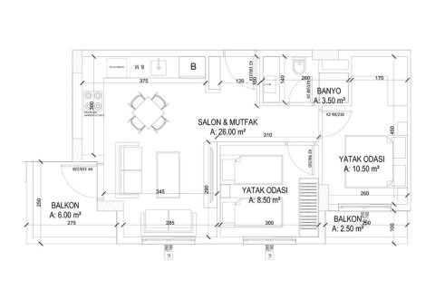 2+1 Lejlighed i Yekta Ada Life Residence, Mahmutlar, Antalya, Tyrkiet Nr. 226348