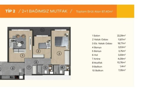 Продажа квартиры  в Анкаре, Турция 3 комн., 80м2, №227864 – фото 13