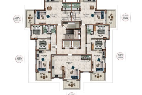 Продажа квартиры  в Аланье, Анталье, Турция 1+1, 55м2, №215662 – фото 22