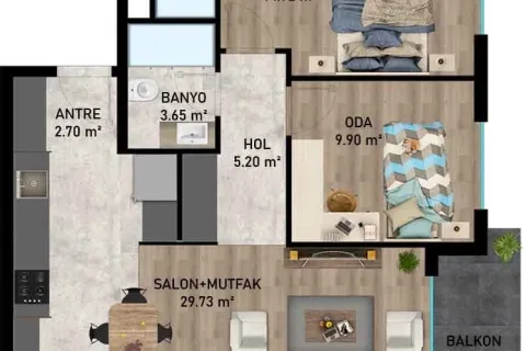 آپارتمان در  Aksu ، ترکیه 2 خوابه ، 86 متر مربع.  شماره 220769 - 12