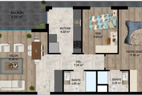 Продажа квартиры в Аксу, Анталье, Турция 2+1, 92м2, №220768 – фото 12