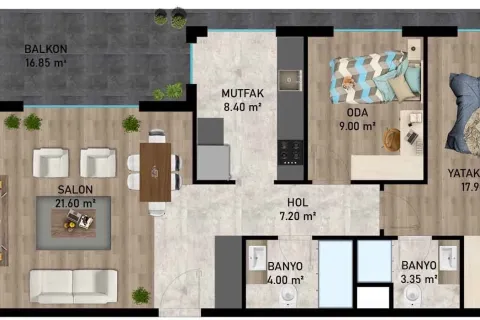 آپارتمان در Aksu ، ترکیه 2 خوابه ، 102 متر مربع. شماره 220771 - 12