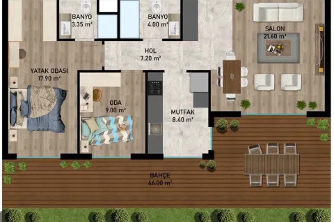 2+1 Lejlighed  i Aksu, Antalya, Tyrkiet Nr. 220773 - 12