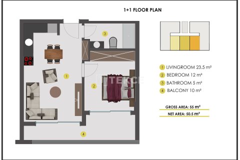 2+1 Takleilighet  i Alanya, Antalya, Tyrkia Nr. 224776 - 29