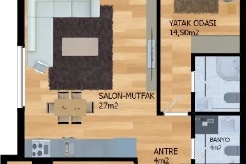 2+1 Lejlighed  i Alanya, Antalya, Tyrkiet Nr. 220423 - 28