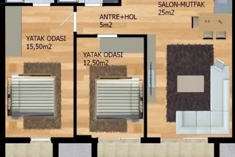 2+1 Lejlighed  i Alanya, Antalya, Tyrkiet Nr. 220424 - 28