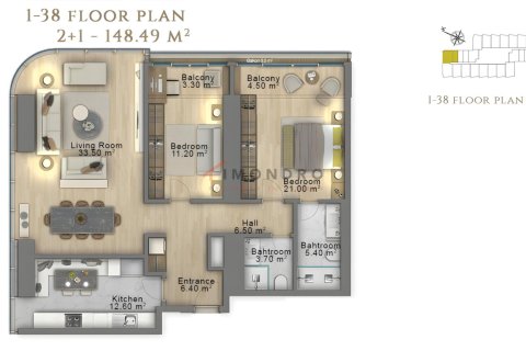 1+1 Wohnung  in Sisli, Istanbul, Türkei Nr. 225268 - 21