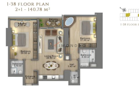 1+1 Wohnung  in Sisli, Istanbul, Türkei Nr. 225268 - 16